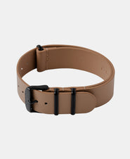 A photo shows the strap lying on a flat surface. One part has a buckle and the other part has a series of holes for an adjustable fit.
