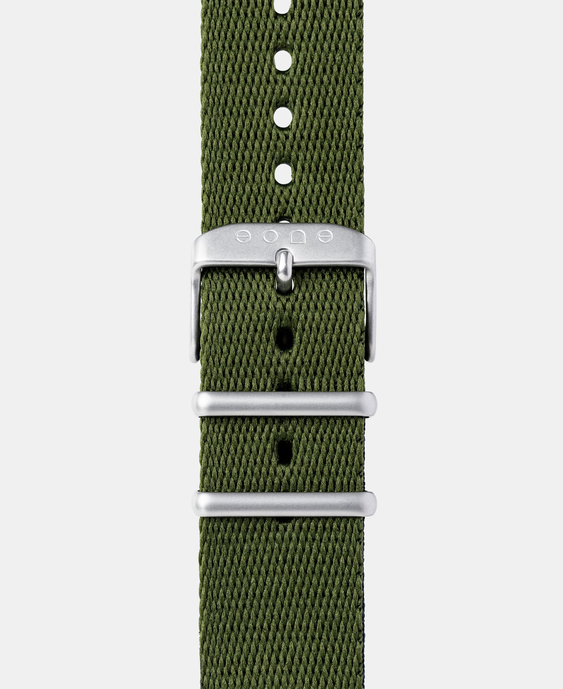 Load image into Gallery viewer, A photo shows the strap lying on a flat surface. One part has a buckle and the other part has a series of holes for an adjustable fit.