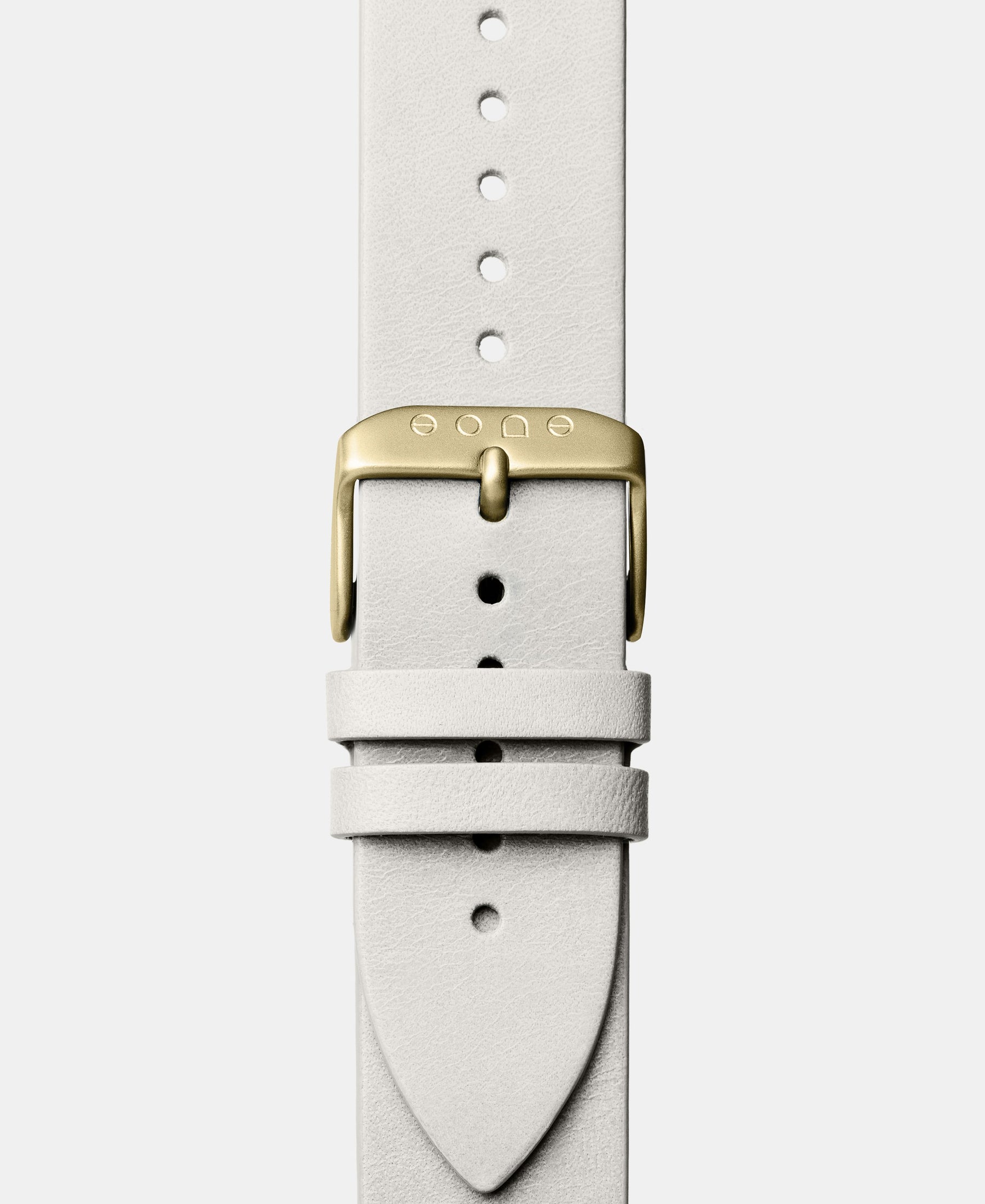 Load image into Gallery viewer, A photo shows the strap lying on a flat surface. One part has a buckle and the other part has a series of holes for an adjustable fit.